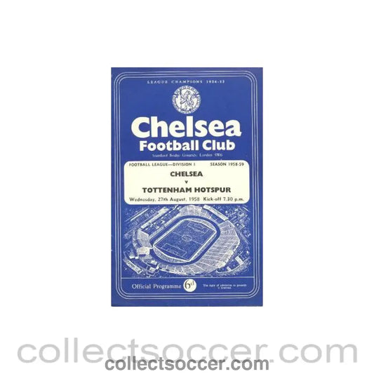 1958 - Chelsea v Tottenham Hotspur official programme 27/08/1958