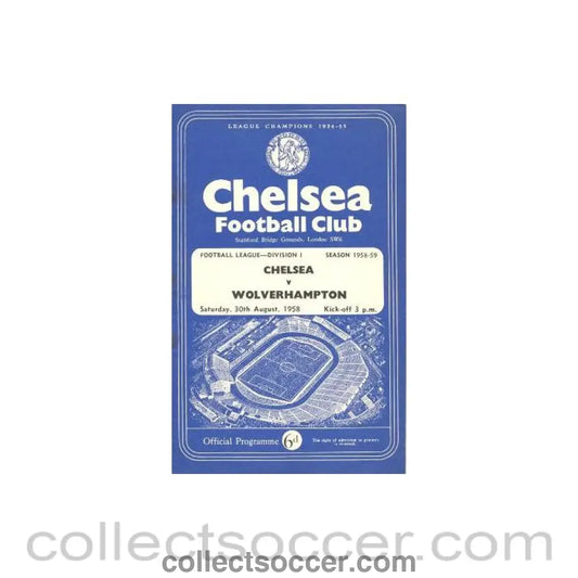 1958 - Chelsea v Wolverhampton official programme 30/08/1958