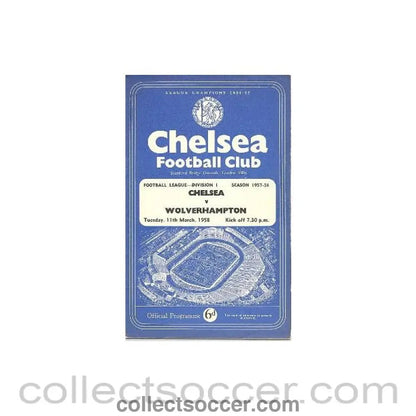 1958 - Chelsea v Wolverhampton Wanderers official programme 11/03/1958 - Collect Soccer
