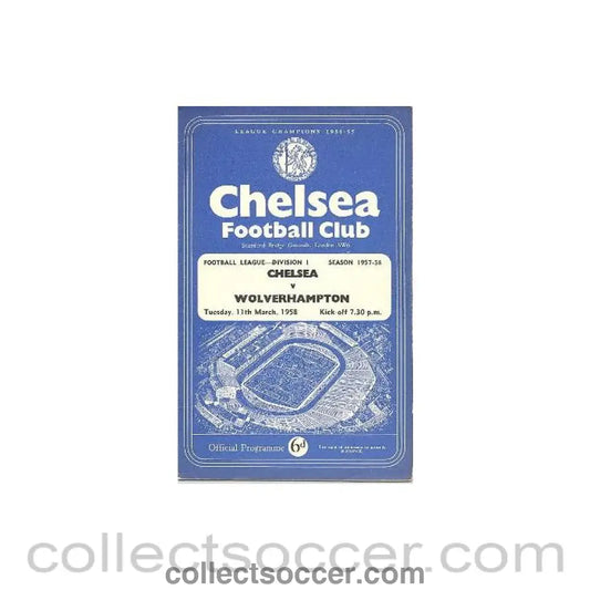 1958 - Chelsea v Wolverhampton Wanderers official programme 11/03/1958