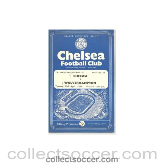 1958 - Chelsea v Wolverhampton Wanderers official programme 29/04/1958