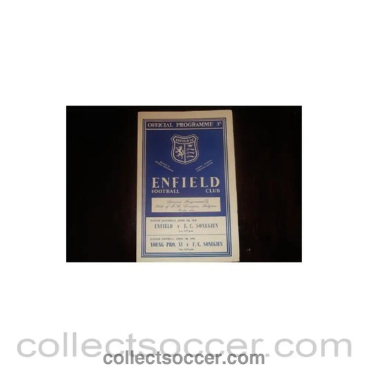 1958 - Enfield v Sonegien 05/04/1958 and Young Pro. XI v Sonegien 07/04/1958 official programme Semi-Professional International - Collect Soccer