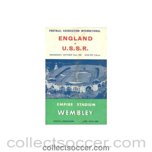 1958 England v U.S.S.R. official programme 22/10/1958 - Collect Soccer