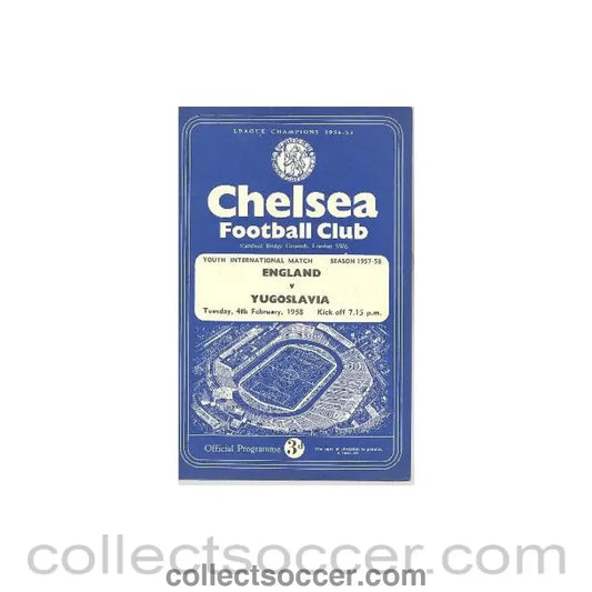 1958 England v Yugoslavia official programme 04/02/1958 at Chelsea