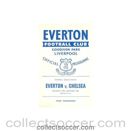 1958 - Everton vChelsea official programme 29/11/1958 - Collect Soccer