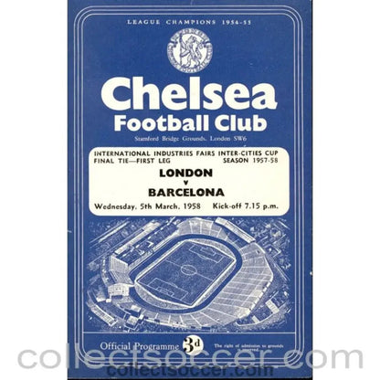 1958 Fairs Cup Final Programme London v Barcelona at Stamford Bridge - Collect Soccer