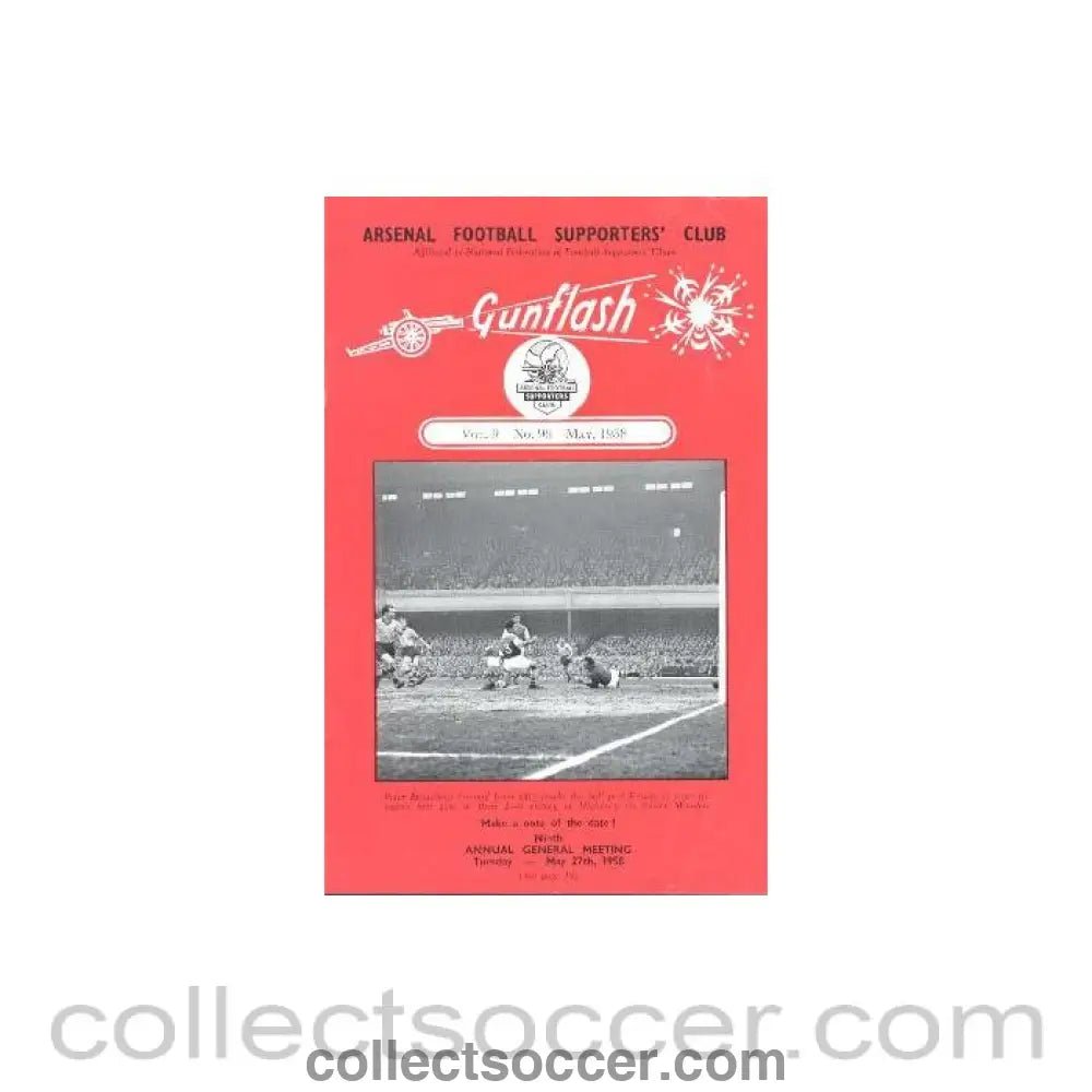 1958 - Gunflash - Arsenal fanzine No: 96 of May 1958 - Collect Soccer