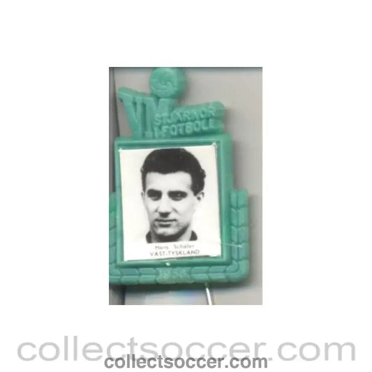 1958 - Hans Schafer W. Germany World Cup 1958 Badge Green - Collect Soccer