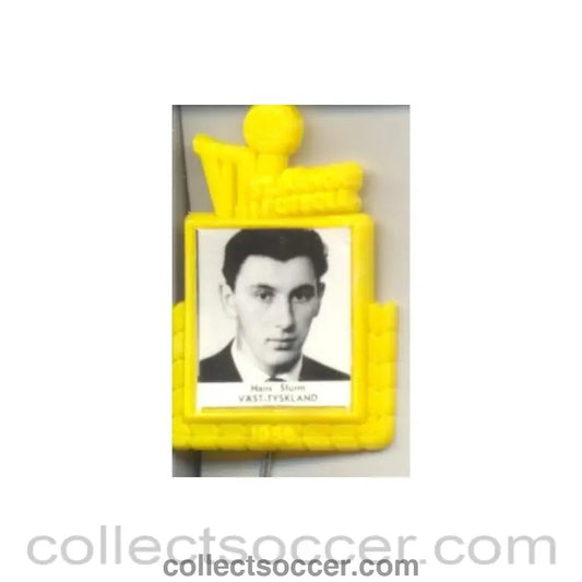 1958 - Hans Sturm W. Germany World Cup 1958 Badge Yellow - Collect Soccer