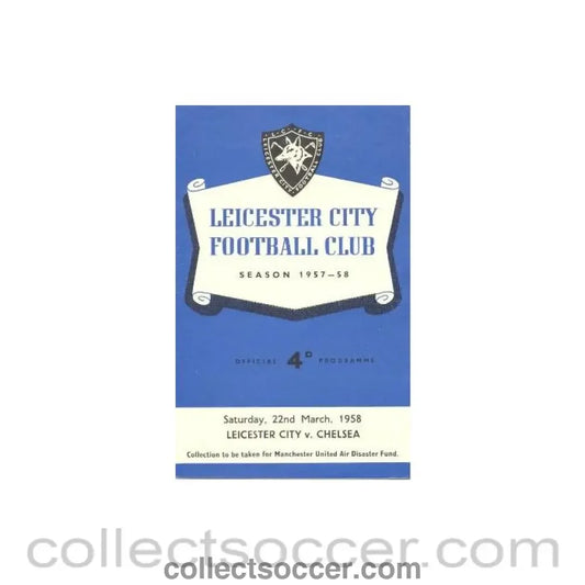 1958 - Leicester City vChelsea official programme 22/03/1958