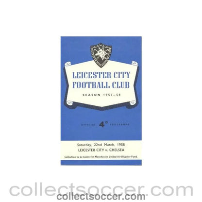 1958 - Leicester City vChelsea official programme 22/03/1958 - Collect Soccer