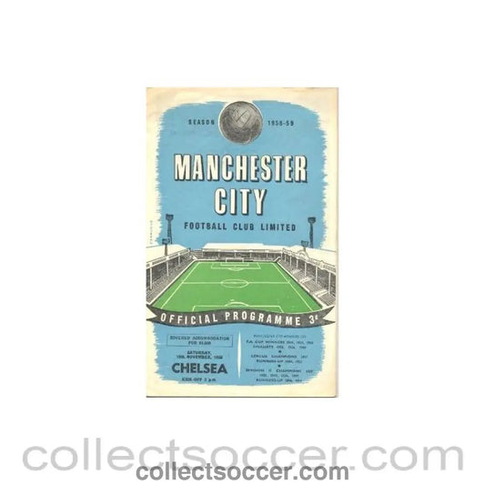 1958 - Manchester City vChelsea official programme 15/11/1958 - Collect Soccer