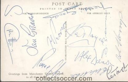 1958 Manchester United Team Fully Autographed Postcard - Collect Soccer