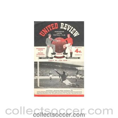 1958 - Manchester United v Bolton Wanderers official programme 18/01/1958 - Collect Soccer