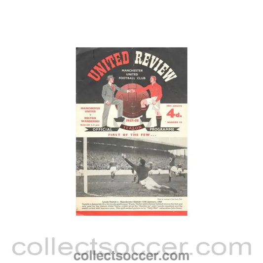 1958 - Manchester United v Bolton Wanderers official programme 18/01/1958 - Collect Soccer