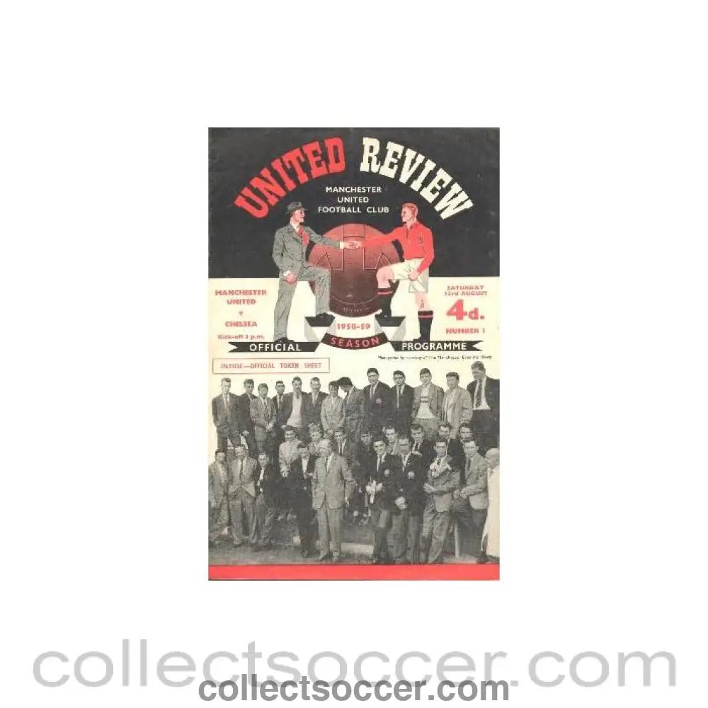 1958 - Manchester United v Chelsea official programme 23/08/1958 - Collect Soccer