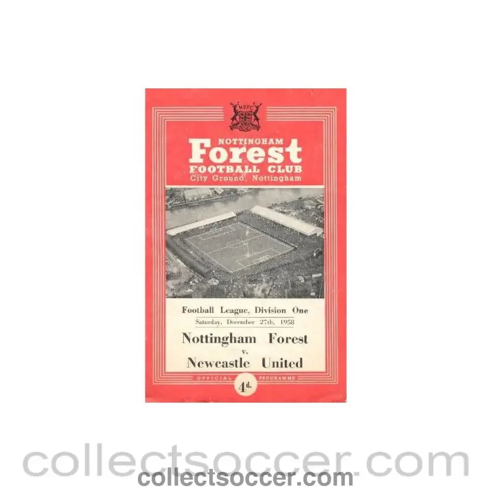 1958 - Nottingham Forest v Newcastle United official programme 27/12/1958 - Collect Soccer