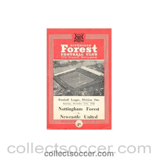 1958 - Nottingham Forest v Newcastle United official programme 27/12/1958 - Collect Soccer