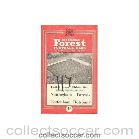 1958 - Nottingham Forest v Tottenham Hotspur official programme 10/09/1958 - Collect Soccer