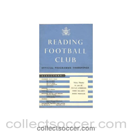 1958 - Reading vChelsea official programme 28/04/1958