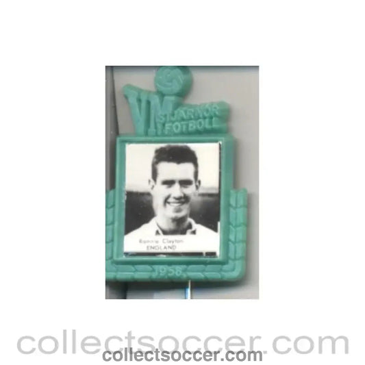 1958 - Ronnie Clayton England World Cup 1958 Badge Green - Collect Soccer