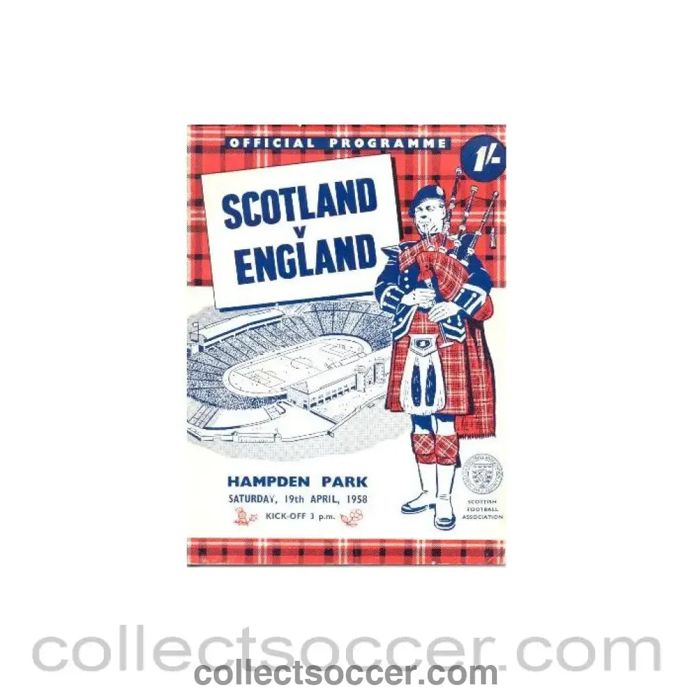 1958 Scotland v England official programme 19/04/1958