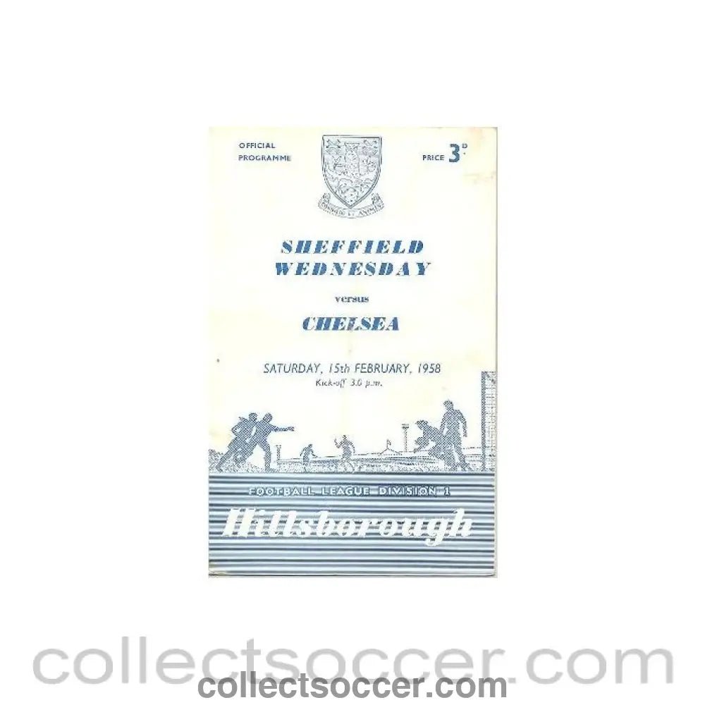 1958 - Sheffield Wednesday vChelsea official programme 15/02/1958 - Collect Soccer