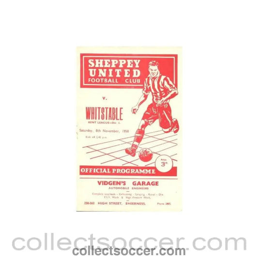 1958 - Sheppey United v Whitstable official programme 08/11/1958 - Collect Soccer