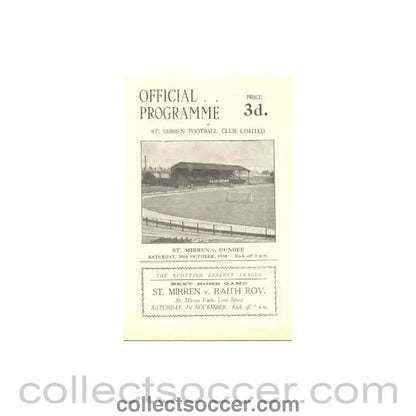 1958 - St. Mirren v Dundee United official programme 25/10/1958 - Collect Soccer