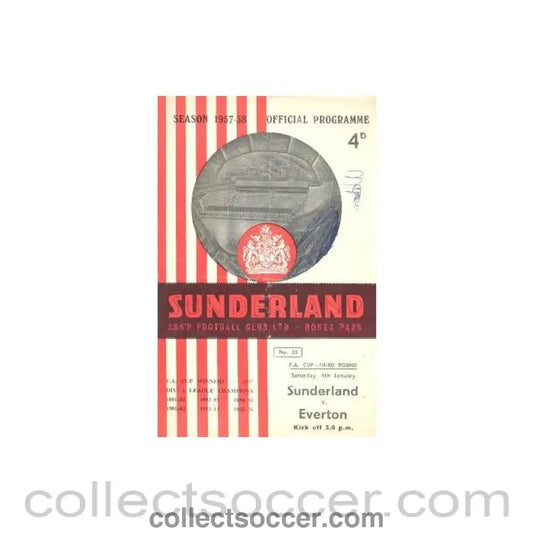 1958 - Sunderland v Everton official programme 04/01/1958, reduced price - Collect Soccer