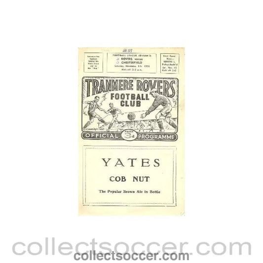 1958 - Tranmere Rovers v Chesterfield official programme 08/11/1958 - Collect Soccer