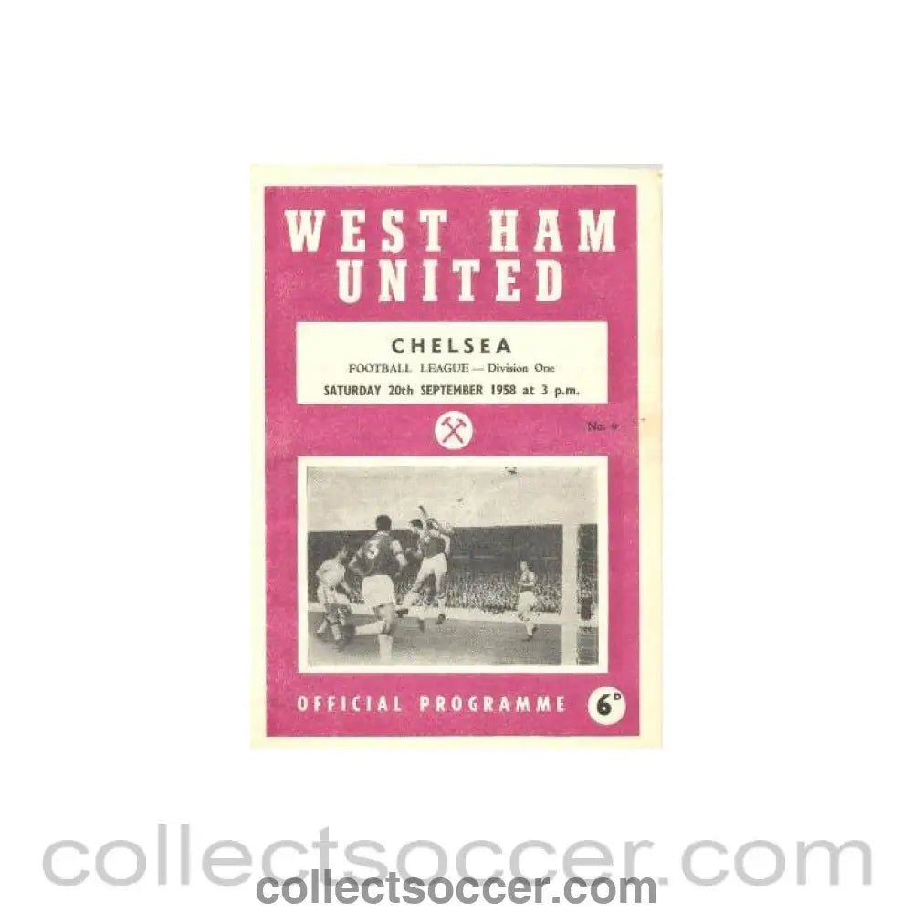 1958 - West Ham United vChelsea official programme 20/09/1958 - Collect Soccer