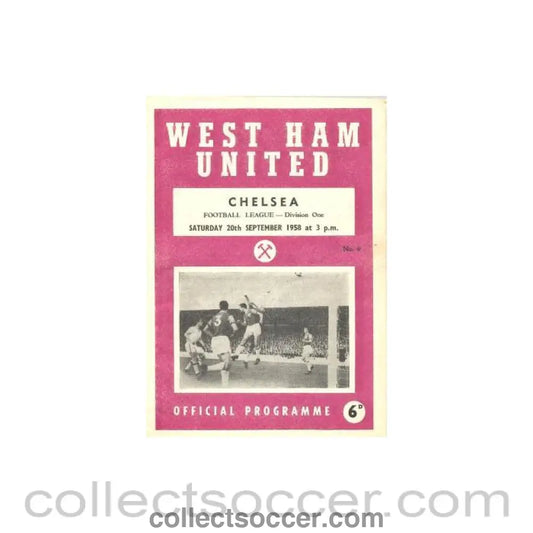1958 - West Ham United vChelsea official programme 20/09/1958