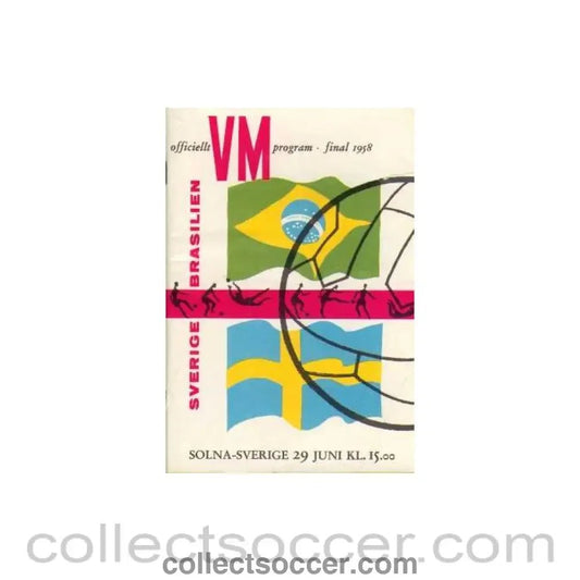 1958 World Cup Final Brazil V Sweden Programme - Collect Soccer