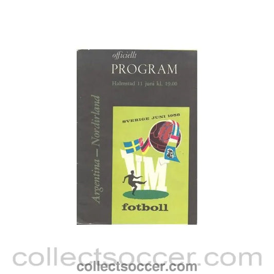 1958 World Cup Programme Argentina v Northern Ireland 11/06/1958 - Collect Soccer
