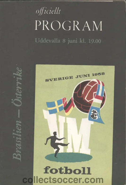 1958 World Cup Programme Brazil v Austria 8th June 1958