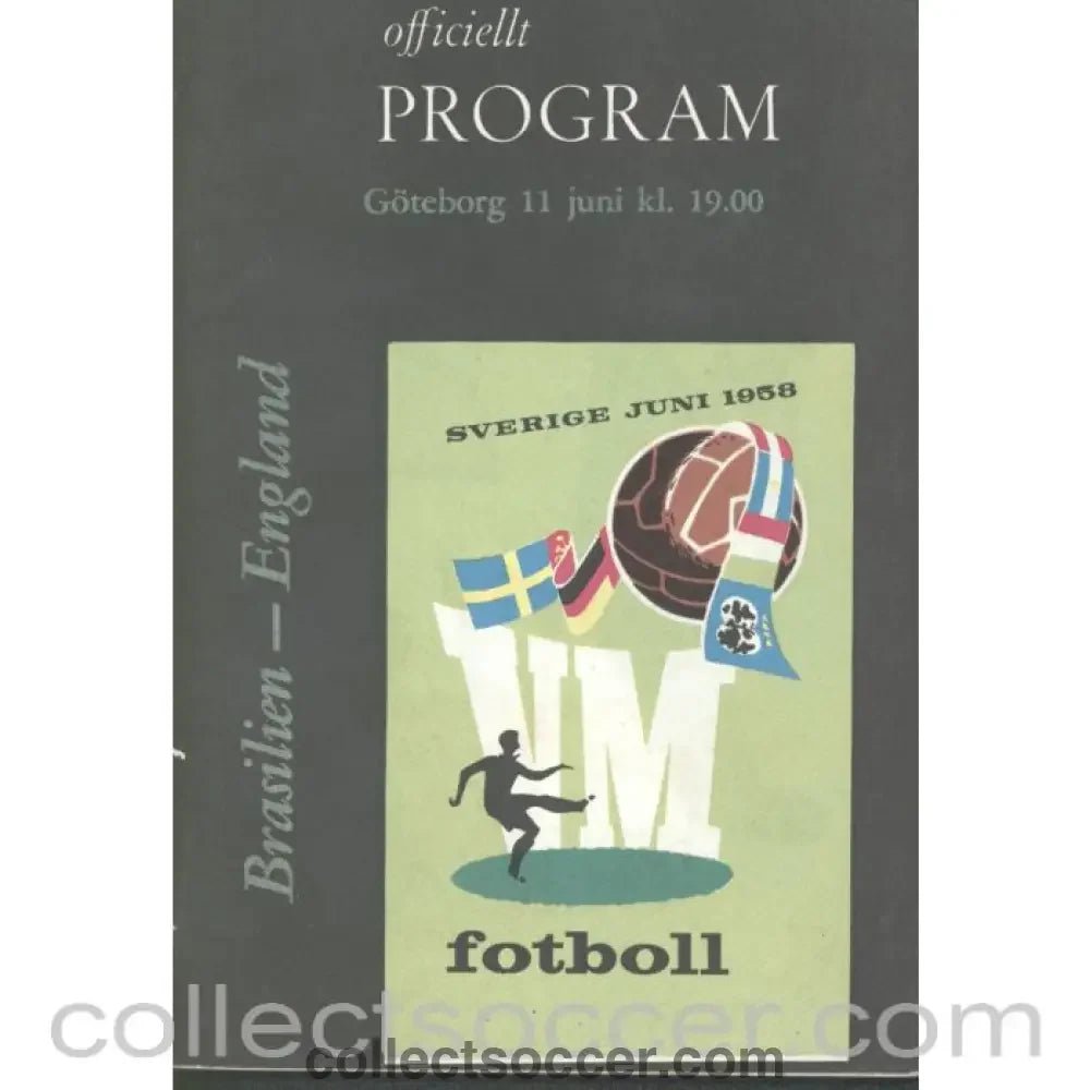 1958 World Cup Programme Brazil v England - Collect Soccer