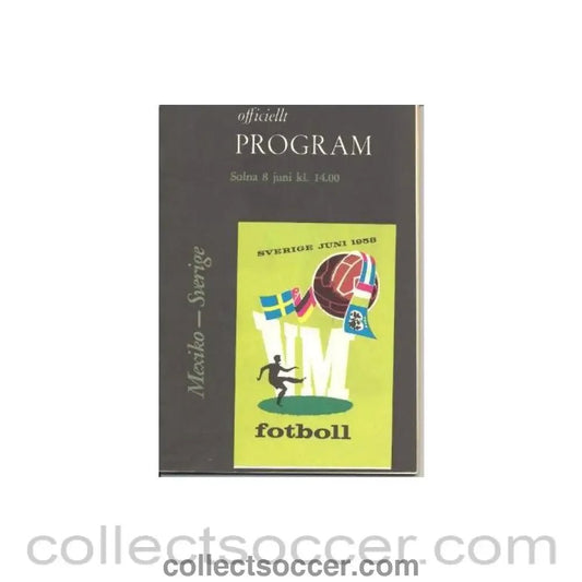1958 World Cup Programme Mexico v Sweden 08/06/1958 - Collect Soccer