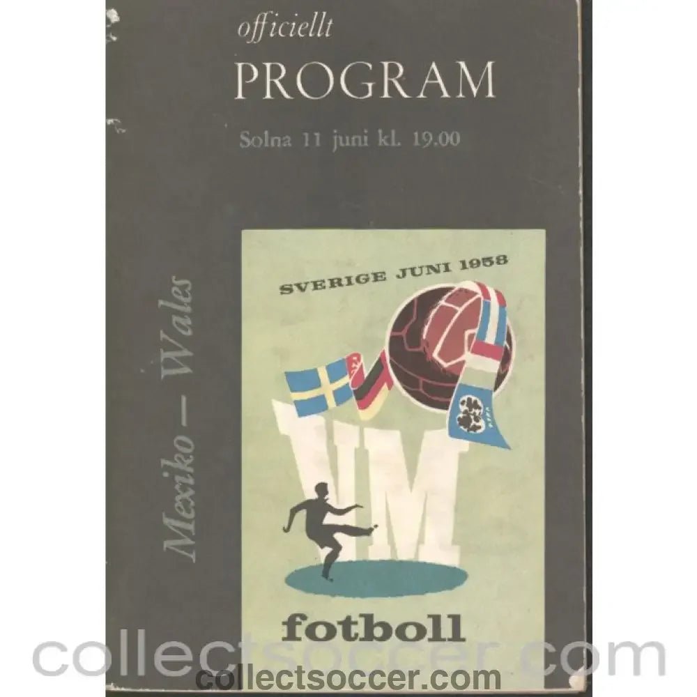 1958 World Cup Programme Mexico v Wales - Collect Soccer