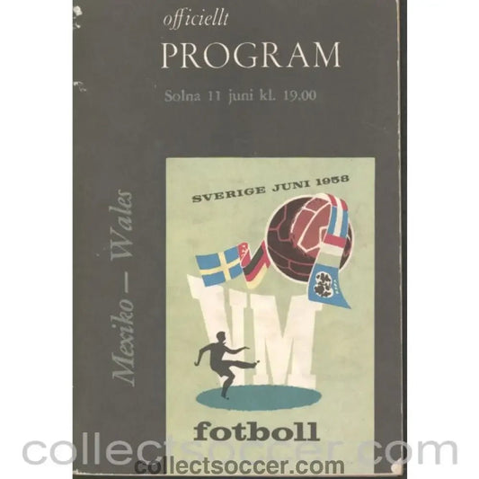 1958 World Cup Programme Mexico v Wales - Collect Soccer