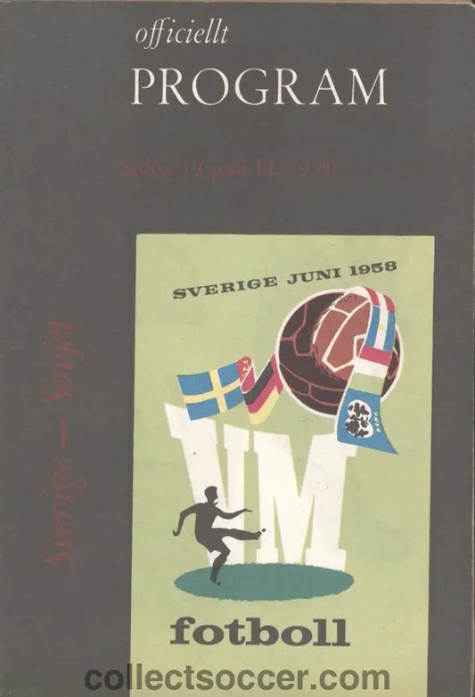 1958 World Cup Programme Sweden v Russia 19/6/1958