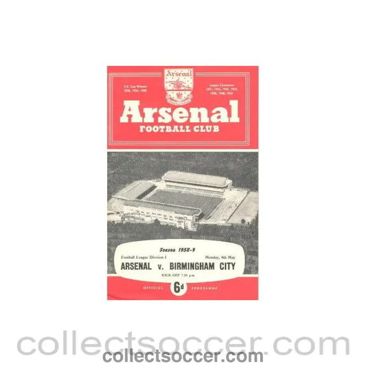 1959 - Arsenal v Birmingham City official programme 04/05/1959