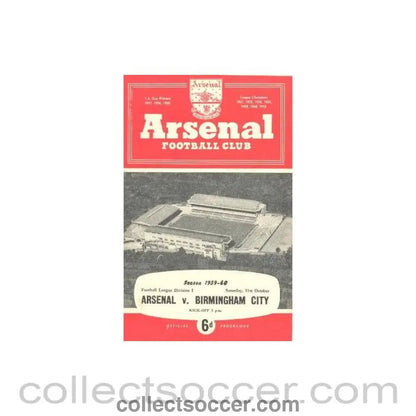 1959 - Arsenal v Birmingham City official programme 31/10/1959 - Collect Soccer