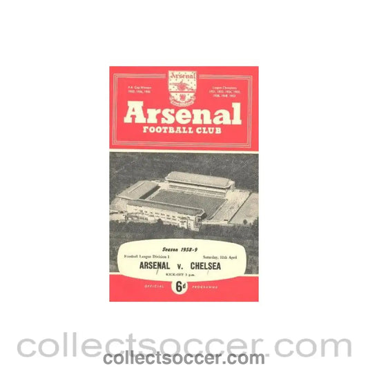 1959 - Arsenal v Chelsea official programme 11/04/1959