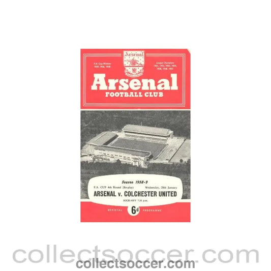 1959 - Arsenal v Clochester United official programme 28/01/1959
