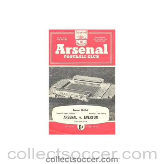 1959 - Arsenal v Everton official programme 17/01/1959