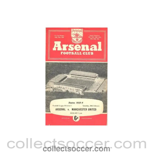 1959 - Arsenal v Manchester United official programme 28/02/1959