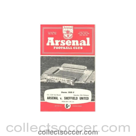 1959 - Arsenal v Sheffield United official programme 14/02/1959