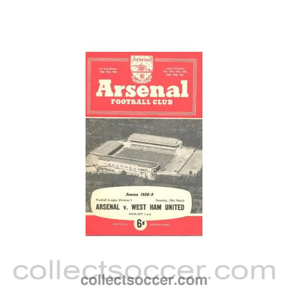 1959 - Arsenal v West Ham United official programme 28/03/1959