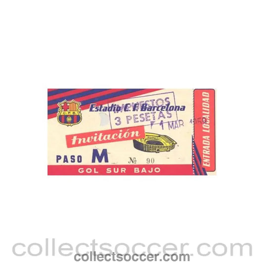1959 - Barcelona unused ticket 01/03/1959